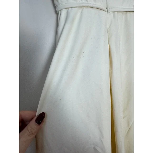 Cream Ruched Draped Strapless Gown Elegant Evening Formal Dress